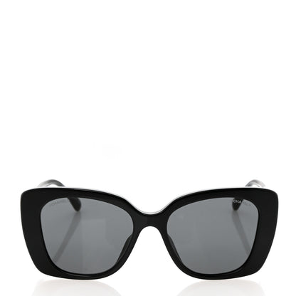 Chanel Acetate Strass Polarized Square Sunglasses 5422-B-A Black White 2 of 8