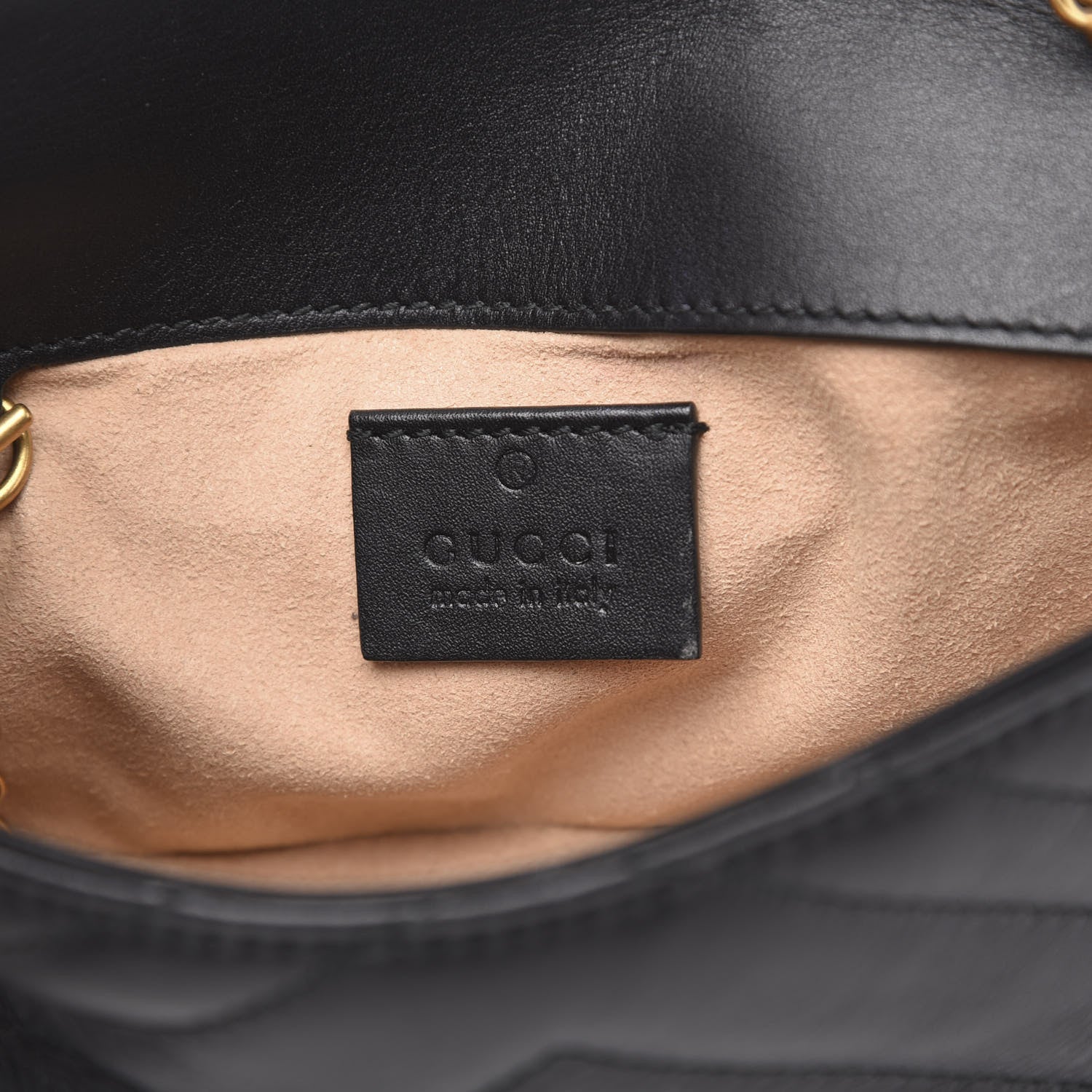 Gucci Calfskin Matelasse Super Mini GG Marmont Shoulder Bag Black 6 of 13