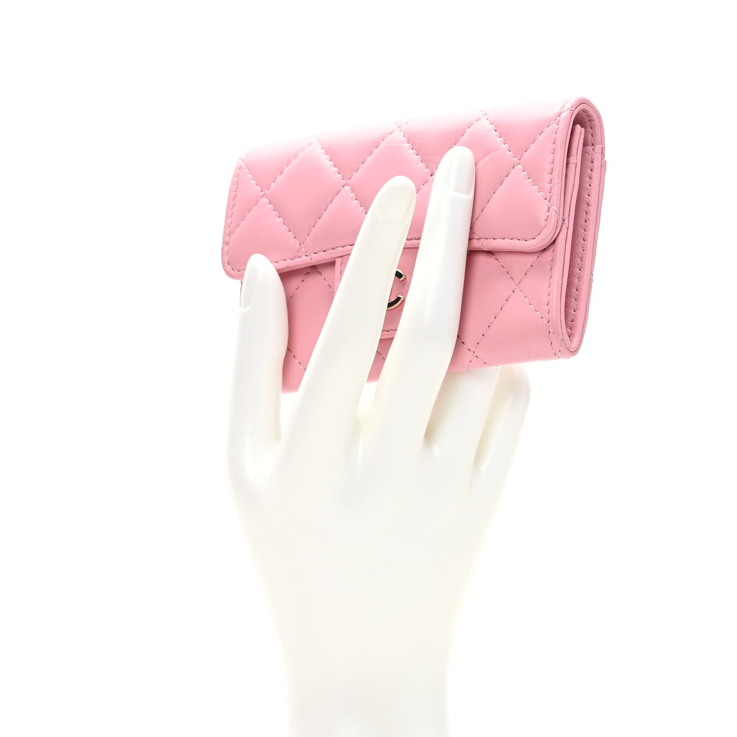 Chanel Lambskin Quilted Flap Card Holder Wallet Pink 2 of 8