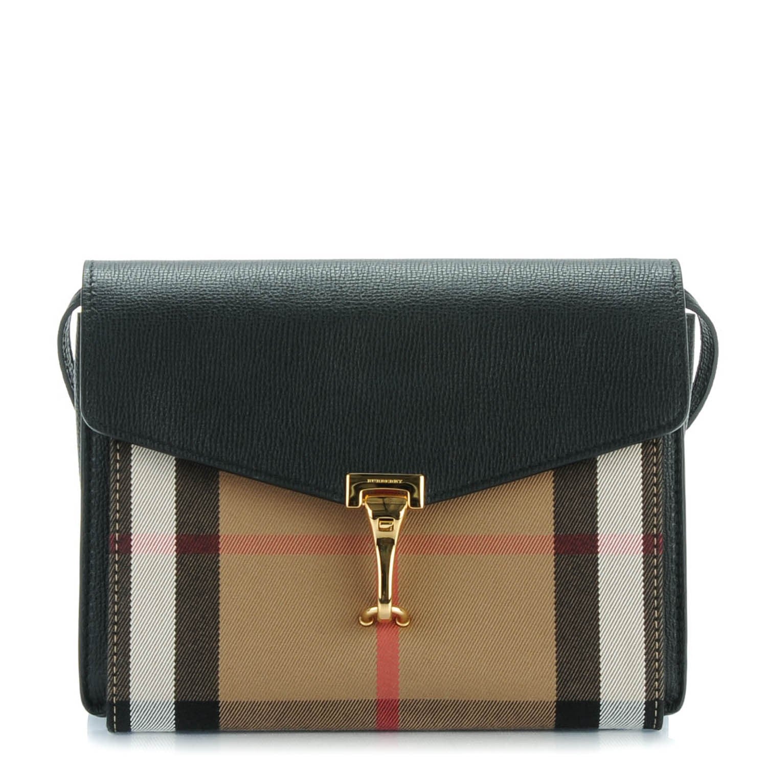 Burberry Derby Calfskin House Check Small Macken Crossbody Bag Black 1 of 9