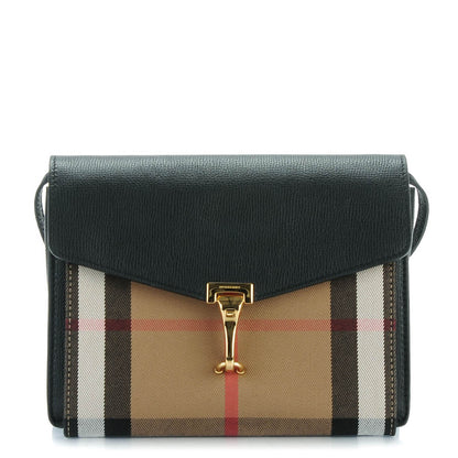 Burberry Derby Calfskin House Check Small Macken Crossbody Bag Black 1 of 9
