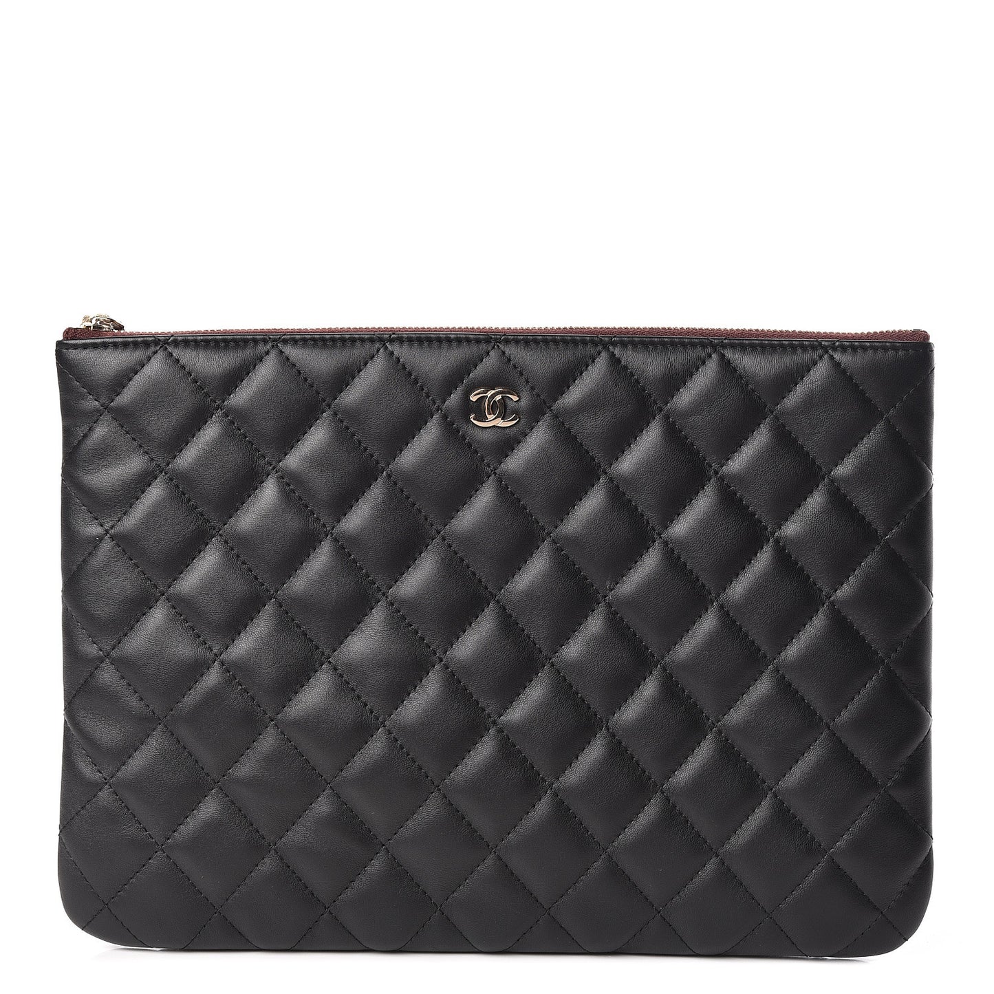 Lambskin Quilted Medium Cosmetic Case Black