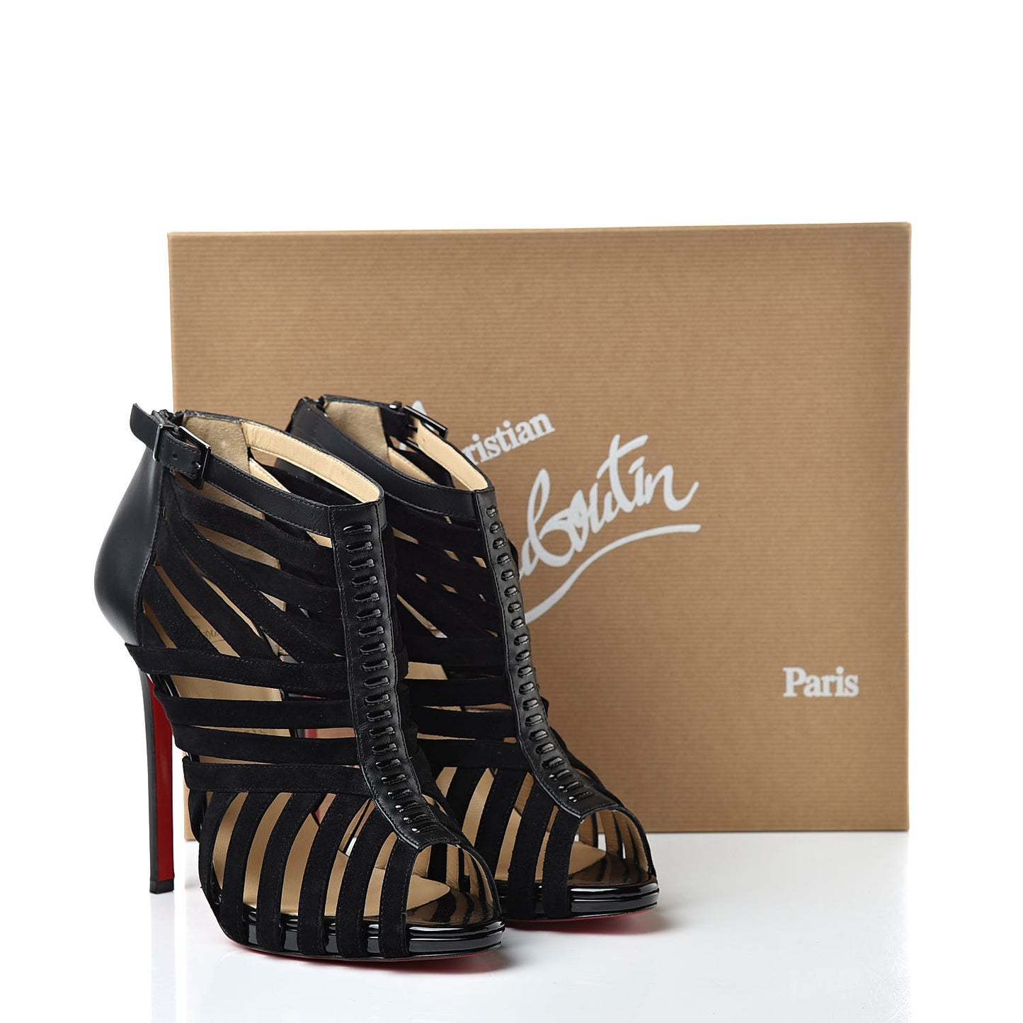 Suede Calfskin Patent Karina 120 Booties 39.5 Black