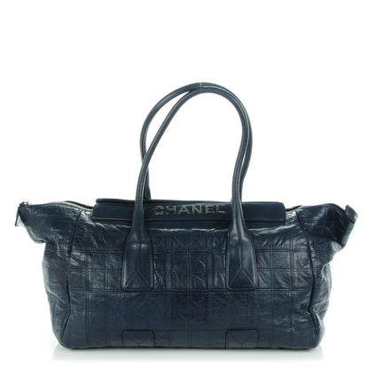 Chanel Lambskin Square Stitched Lax Large Tote Navy Blue 1 of 7