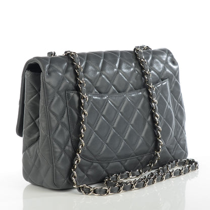 Chanel Lambskin Quilted Jumbo Single Flap Dark Grey 3 of 8
