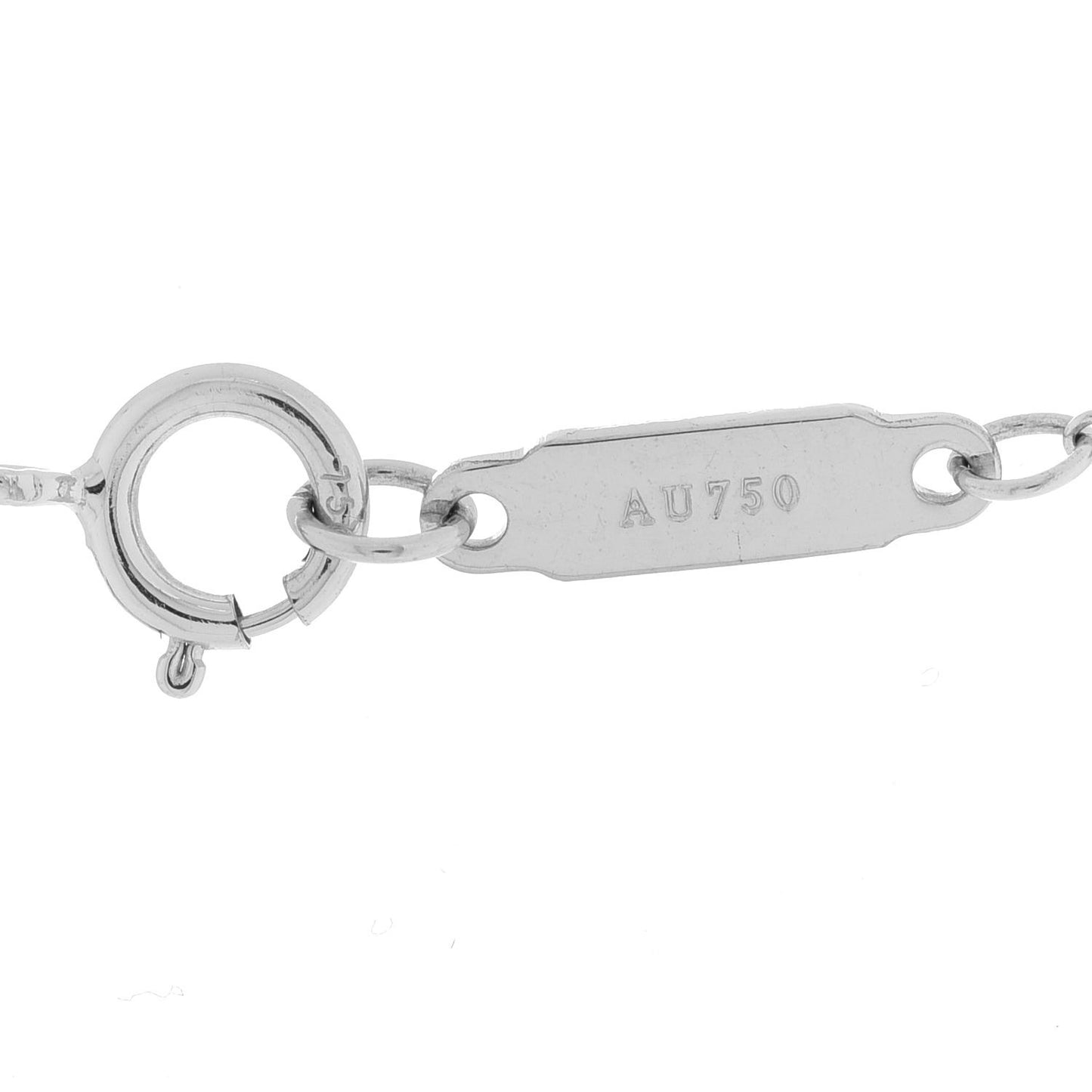 18K White Gold Diamond Small T Smile Pendant Necklace