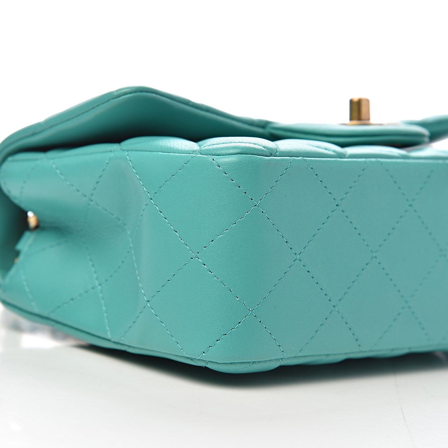 Lambskin Quilted Mini Rectangular Flap Turquoise