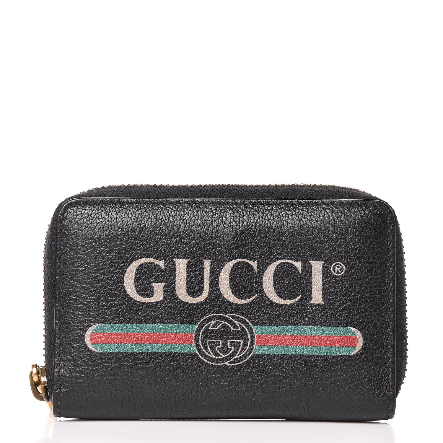 Gucci Calfskin Logo Zip Around Card Case Black 1 of 8