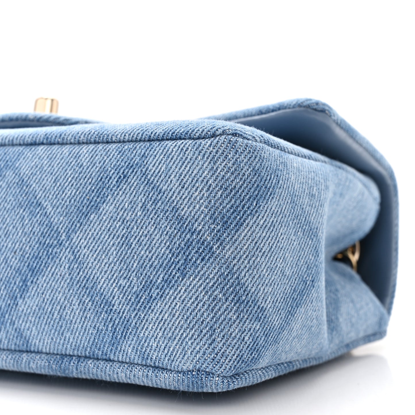 Printed Denim Quilted Mini Rectangular Flap Light Blue