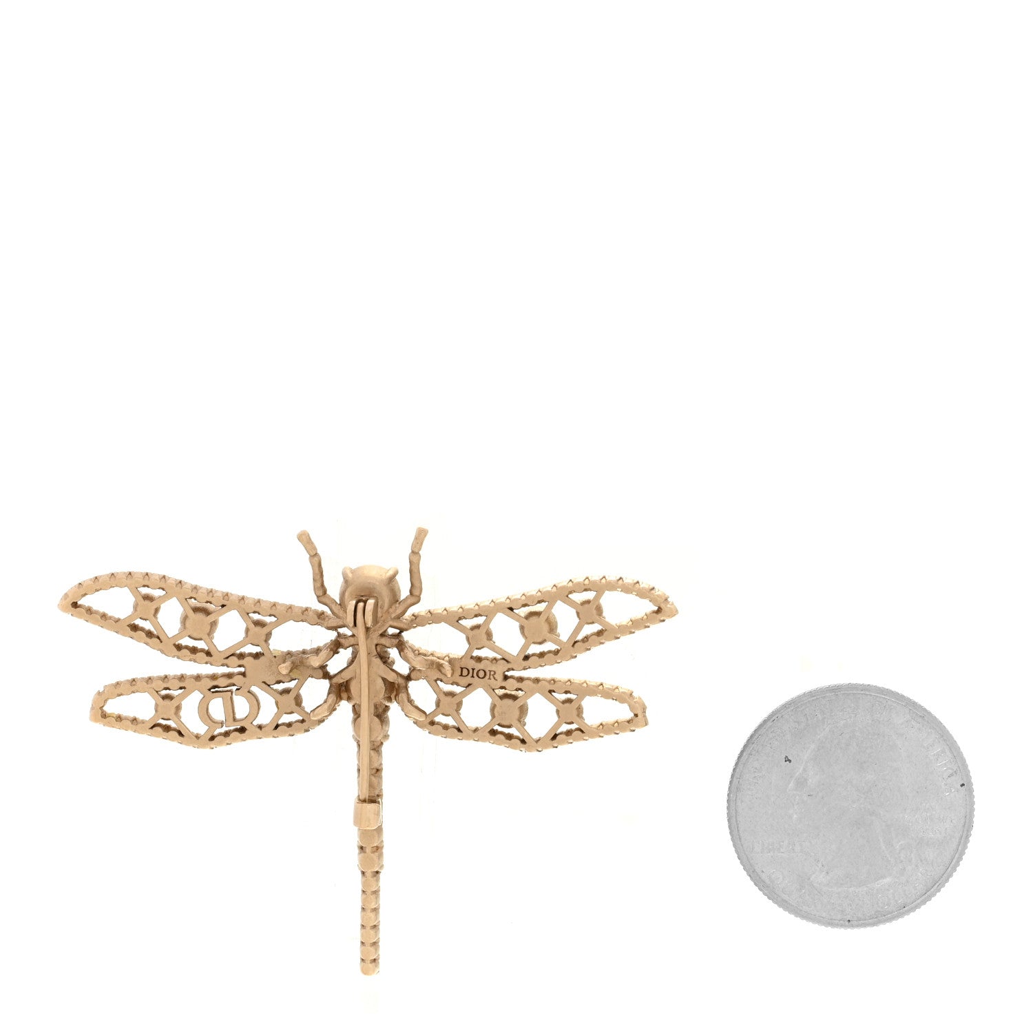 Christian Dior Crystal Pearl Dragonfly Brooch Gold 2 of 3