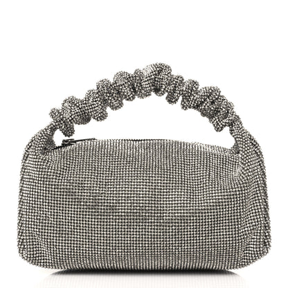 Alexander Wang Mesh Crystal Rhinestone Mini Scrunchie Clutch Black Silver 1 of 8