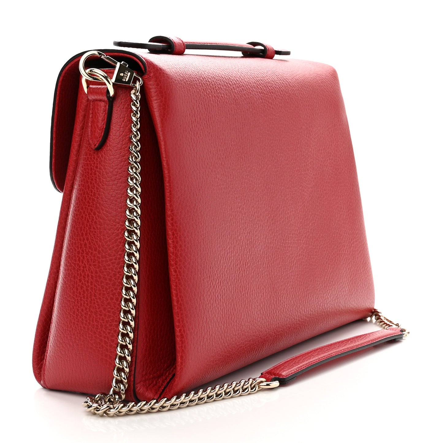 Dollar Calfskin Medium Interlocking G Top Handle Shoulder Bag Red