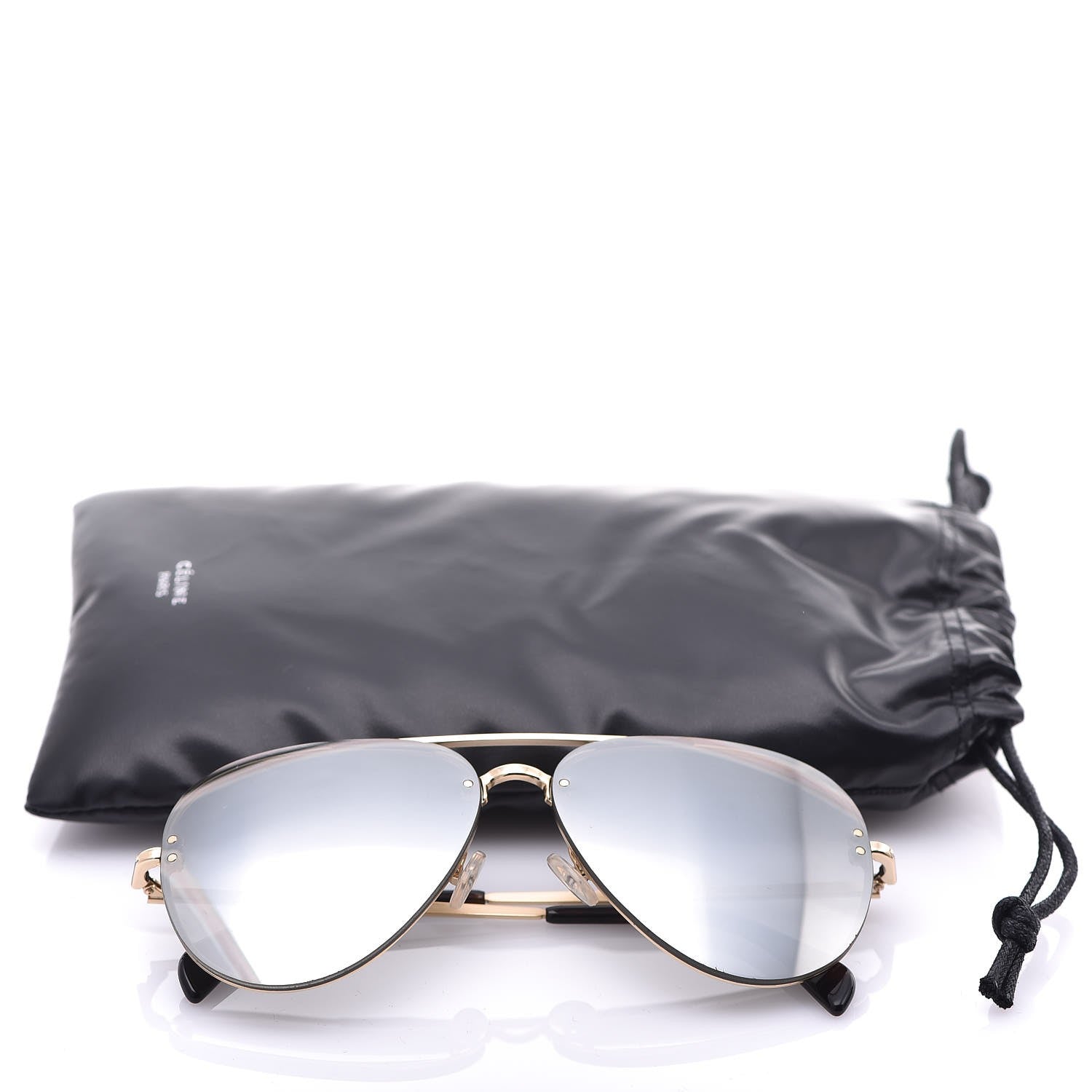 Celine Acetate Mirror Aviator Sunglasses CL41391/S Gold Grey 7 of 7