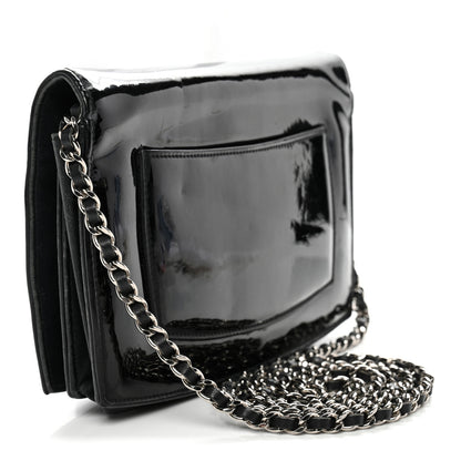 Chanel Patent CC Compact Wallet on Chain WOC Black 3 of 15