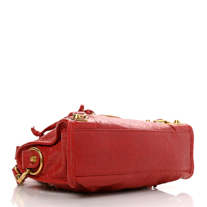 Balenciaga Agneau Gold Metallic Edge Hardware Mini City Rouge Rubis 4 of 10