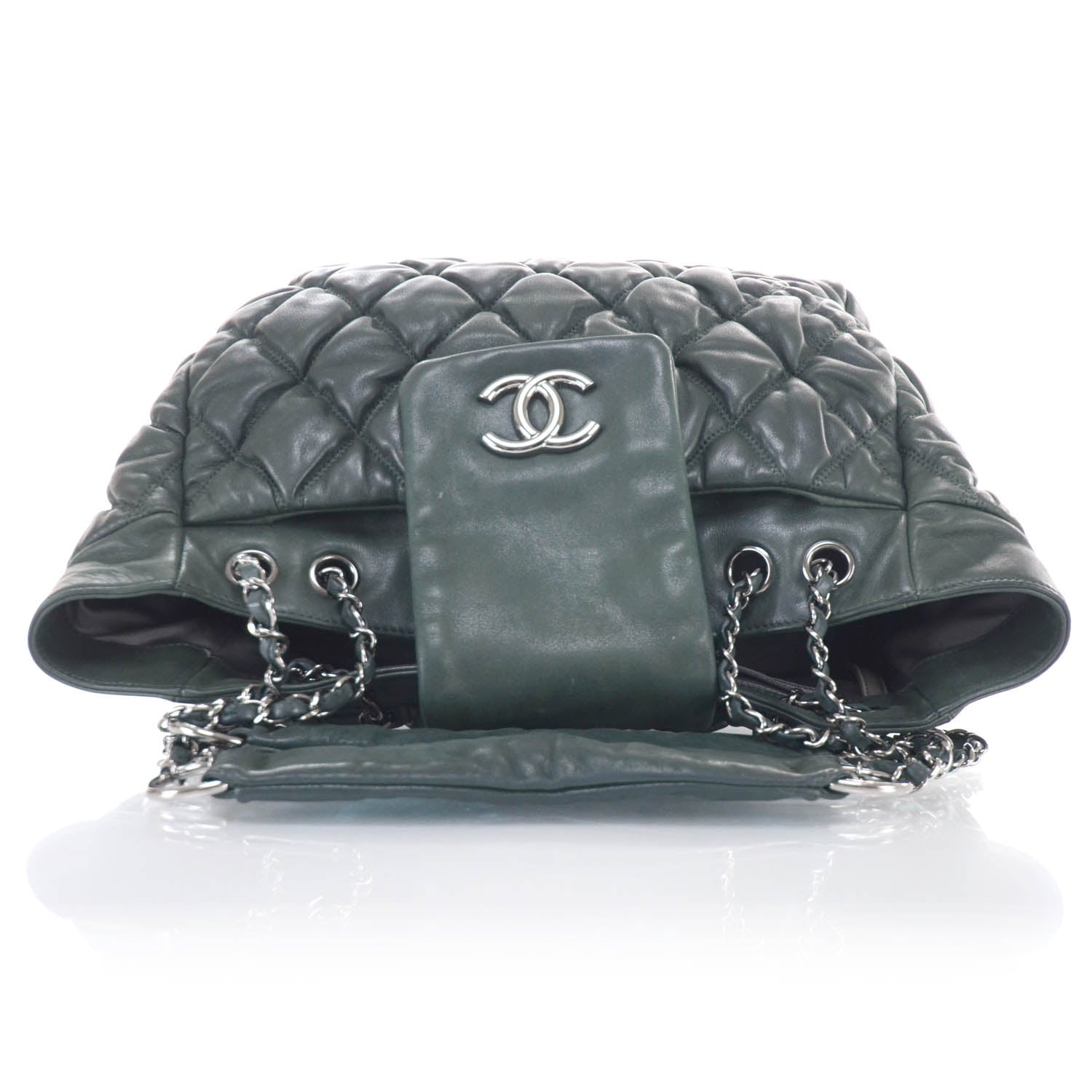 Chanel Lambskin Large Bubble Quilt Tote Green 5 of 11