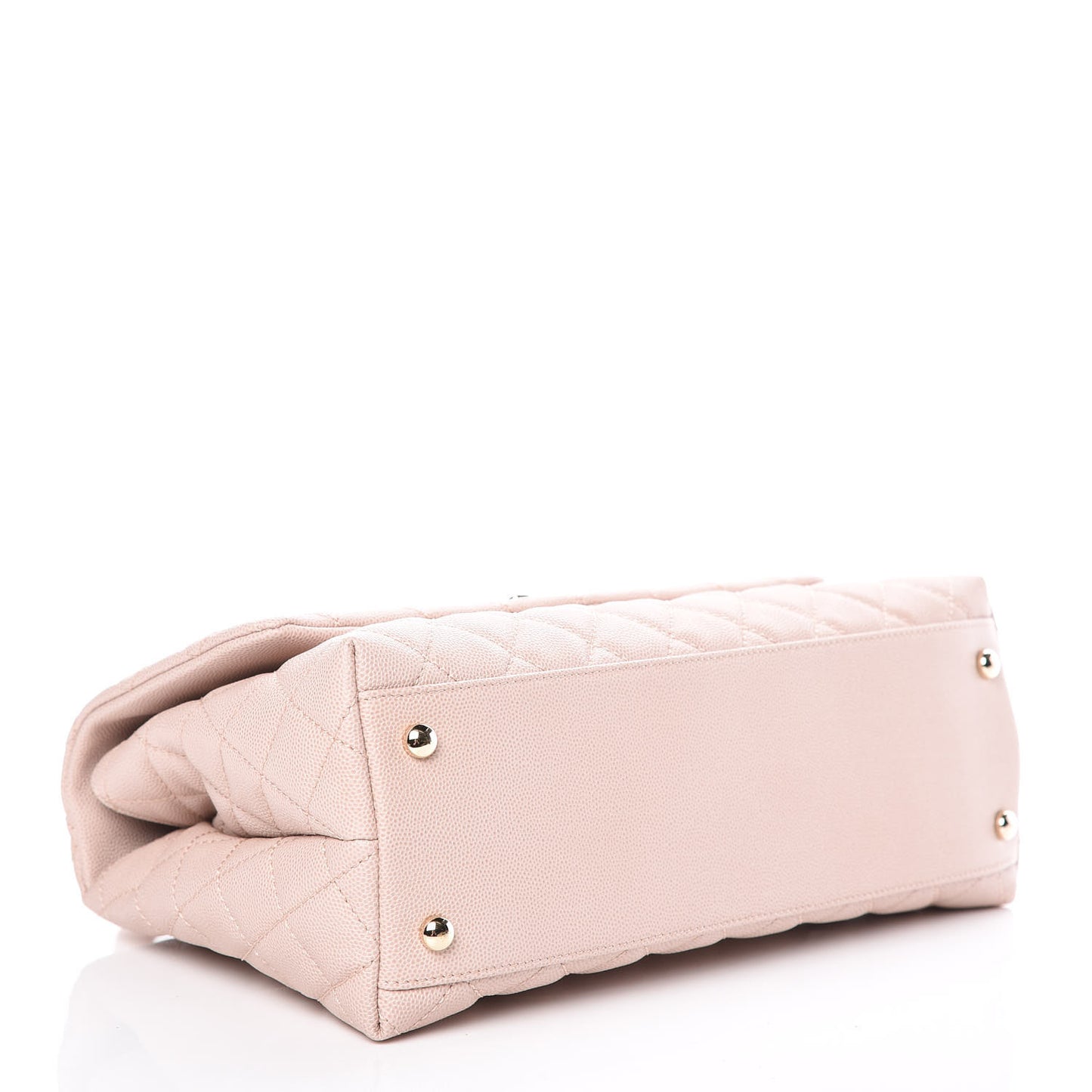Caviar Quilted Small Coco Handle Flap Light Beige