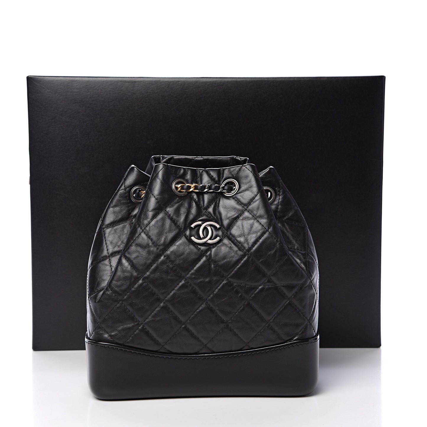 Aged Calfskin Quilted Small Gabrielle Backpack Black