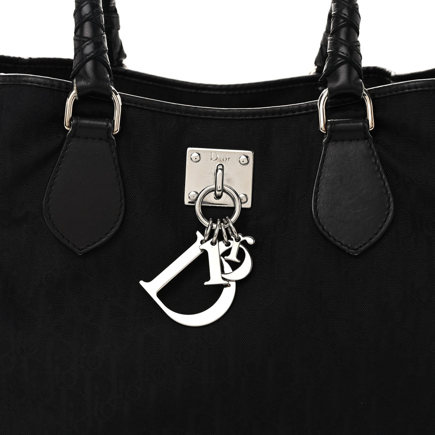 Christian Dior Nylon Monogram Medium Lovely Tote Black 7 of 10