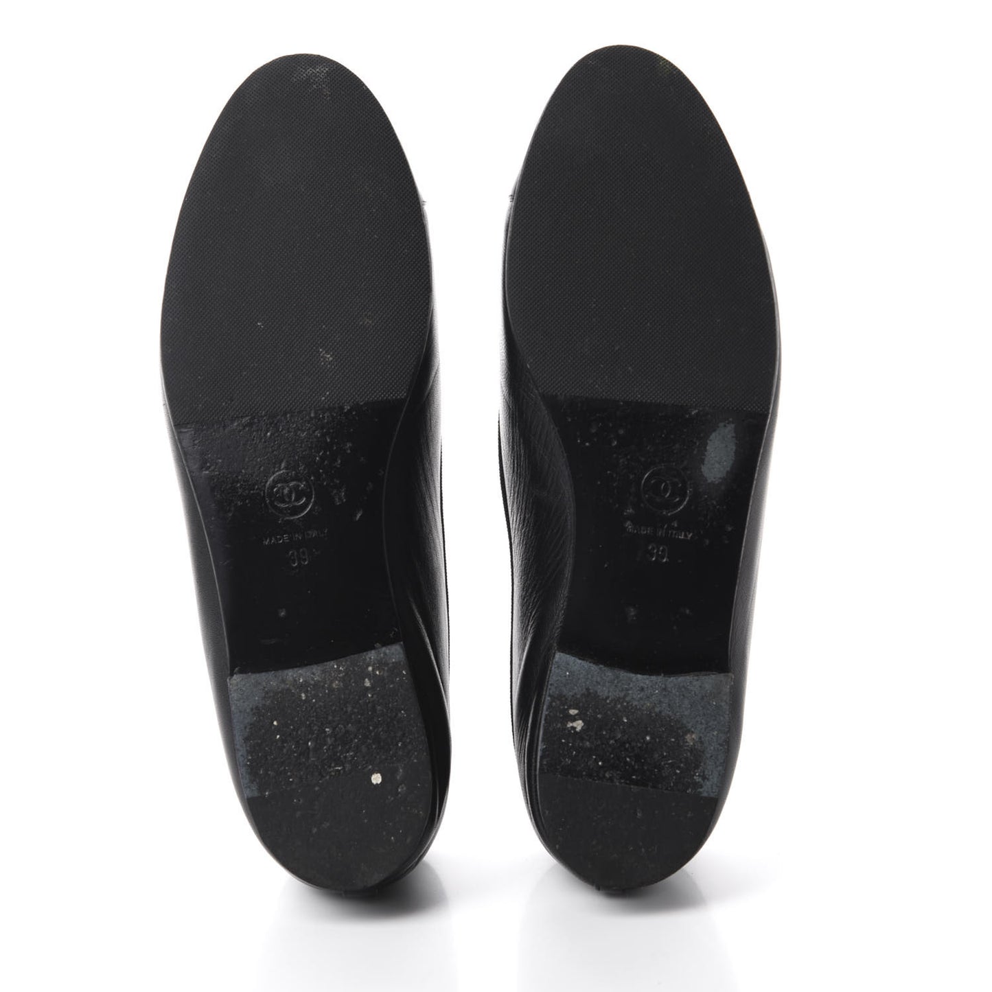 Lambskin Patent Cap Toe Ballerina Flats 39 Black