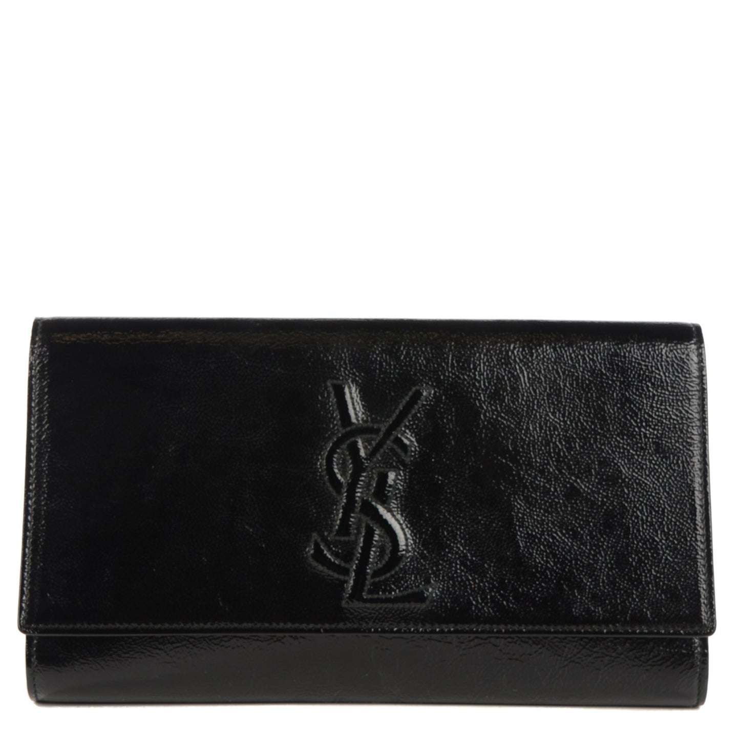 Textured Patent Monogram Large Belle De Jour Clutch Black