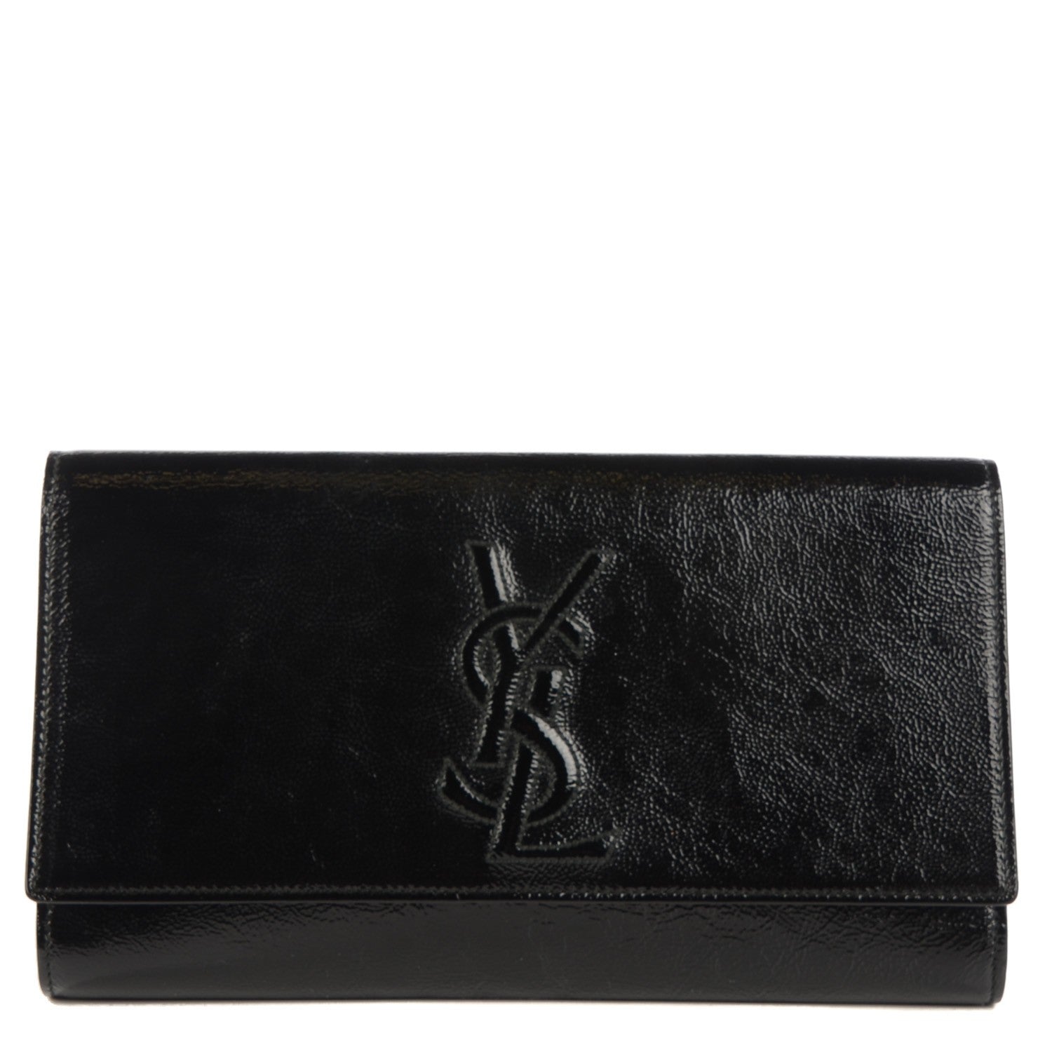 Saint Laurent Textured Patent Monogram Large Belle De Jour Clutch Black 1 of 7