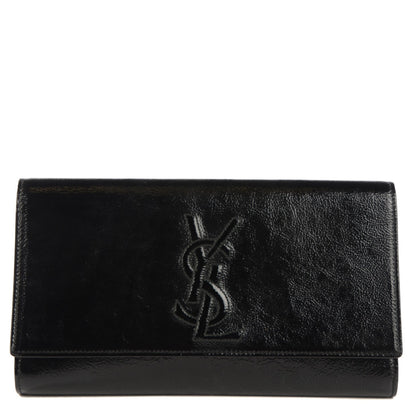 Saint Laurent Textured Patent Monogram Large Belle De Jour Clutch Black 1 of 7