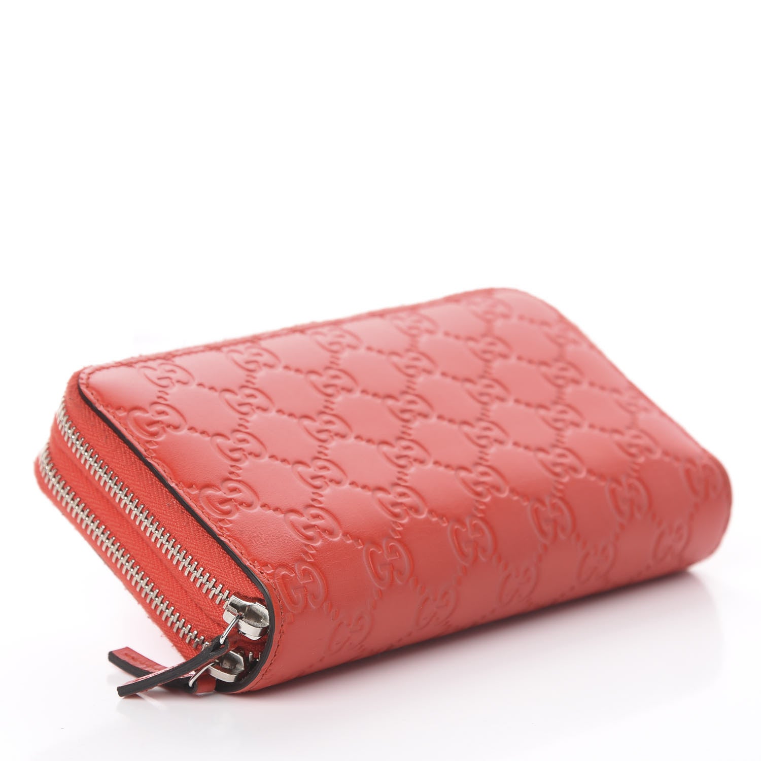 Gucci Guccissima Signature Zip Around Wallet Hibiscus Red 3 of 6