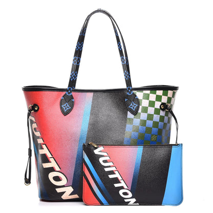 Louis Vuitton Damier Race Neverfull MM Noir Rouge 1 of 13