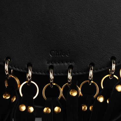 Chloe Calfskin Small Hudson Fringe Shoulder Bag Black 6 of 9