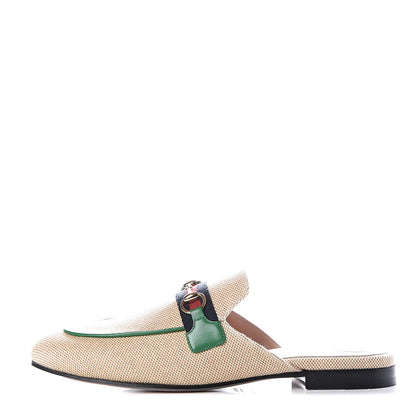 Gucci Canvas Vintage Charlotte Web Womens Princetown Slippers 39 Sand New Shamarock 1 of 11