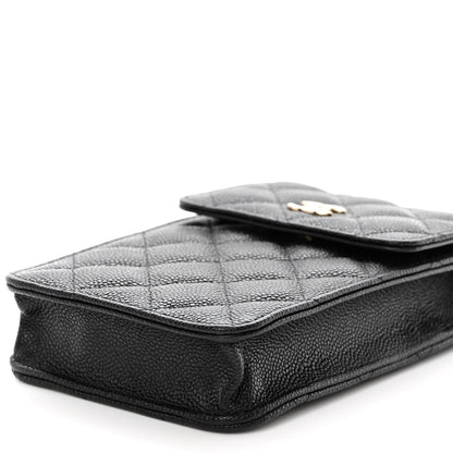 Chanel Caviar Quilted Bow Phone Holder Black 10 of 10