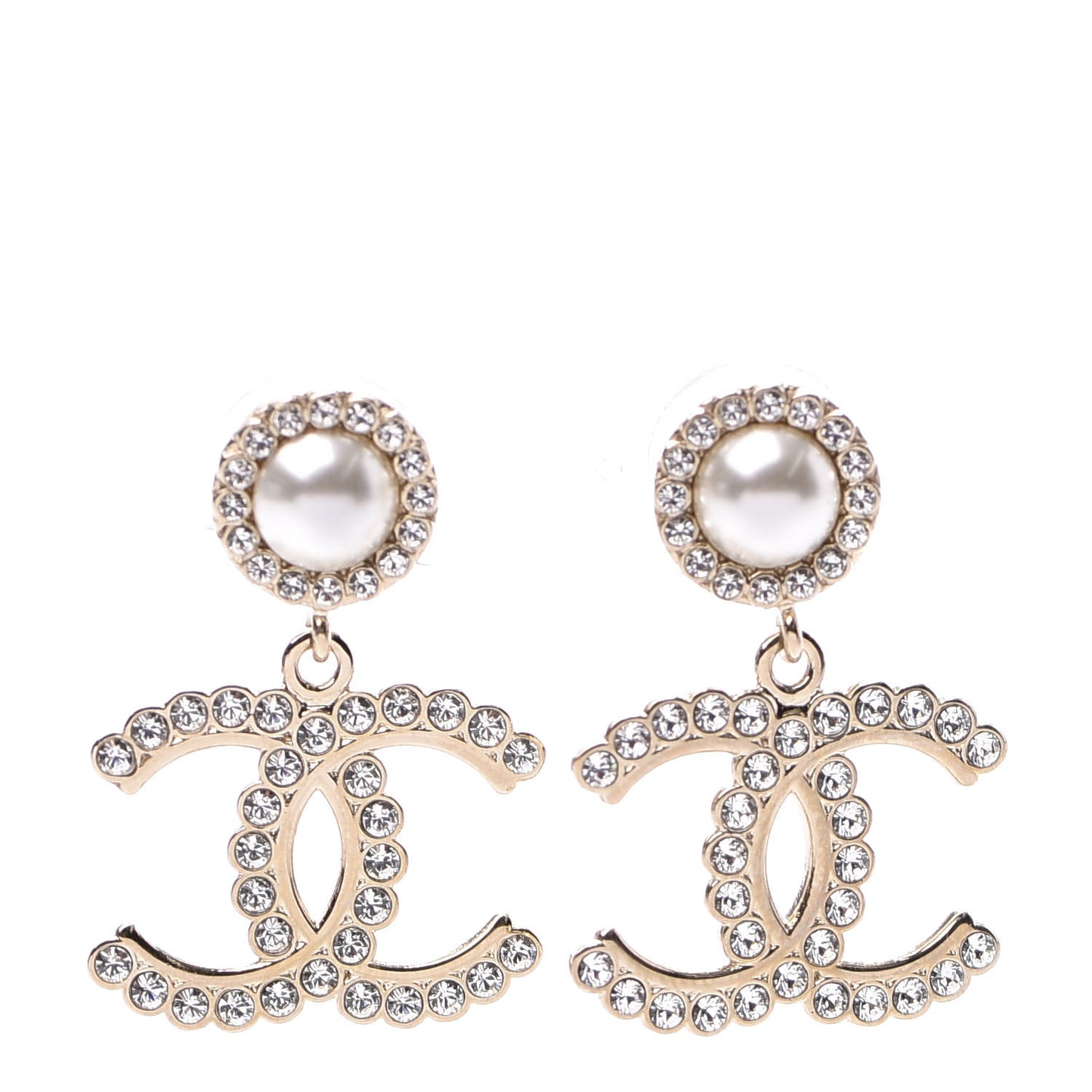 Crystal Pearl Bow-tiful CC Drop Earrings Gold