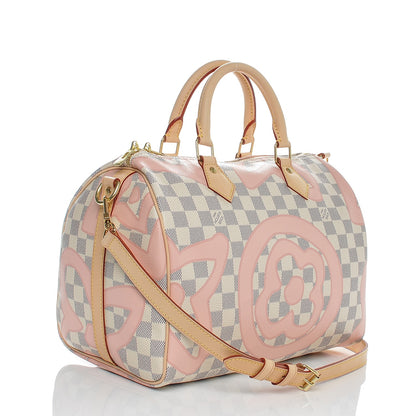 Louis Vuitton Damier Azur Tahitienne Speedy Bandouliere 30 Rose Ballerine 3 of 6