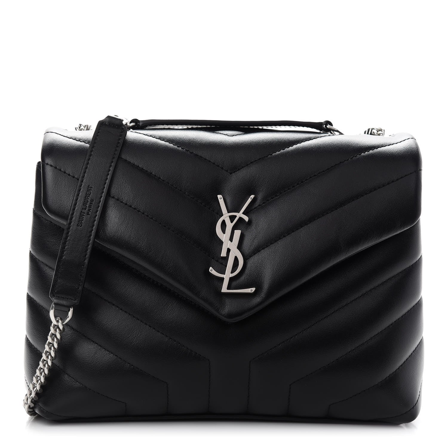 Saint Laurent Calfskin Y Quilted Monogram Small Loulou Chain Satchel Black 1 of 9