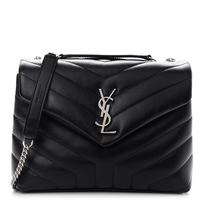 Saint Laurent Calfskin Y Quilted Monogram Small Loulou Chain Satchel Black 1 of 9
