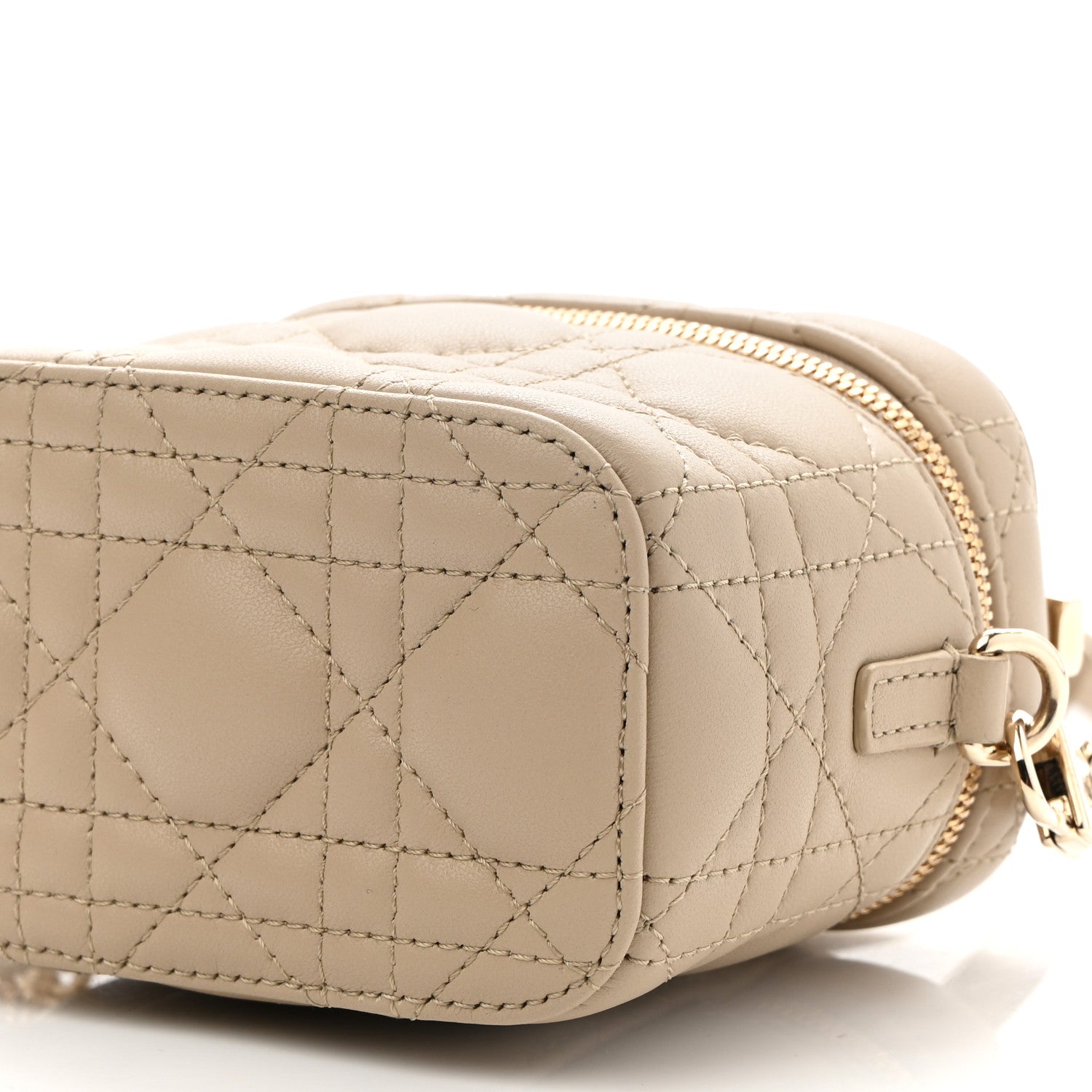 Christian Dior Lambskin Cannage Micro Lady Dior Vanity Case Beige 9 of 11
