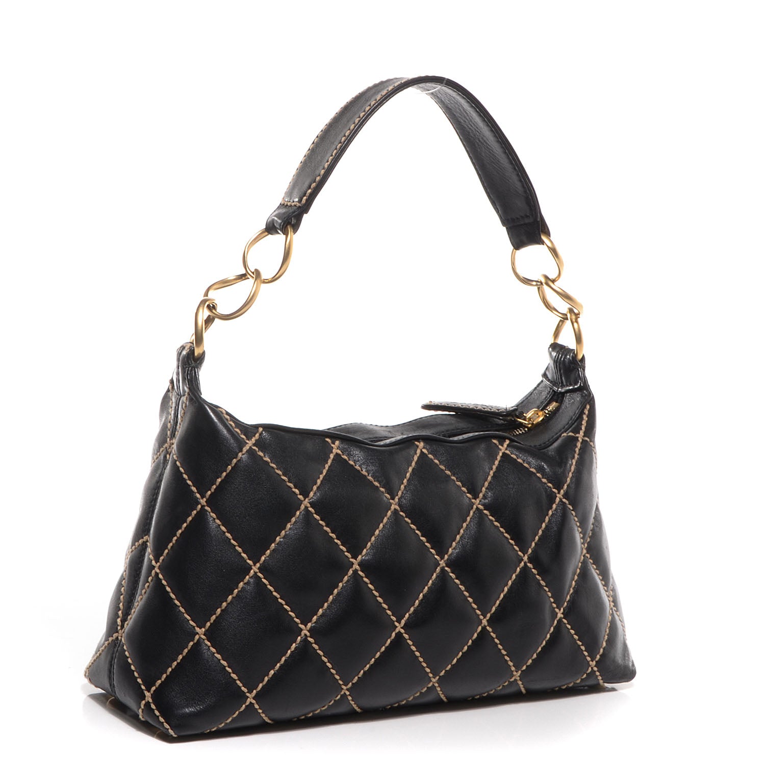 Chanel Calfskin Wild Stitch Hobo Black 3 of 9