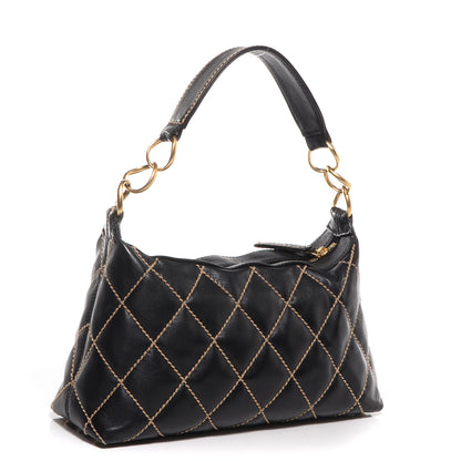 Chanel Calfskin Wild Stitch Hobo Black 3 of 9