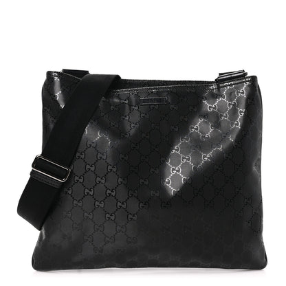 Gucci Imprime Monogram Medium Flat Messenger Bag Black 1 of 11