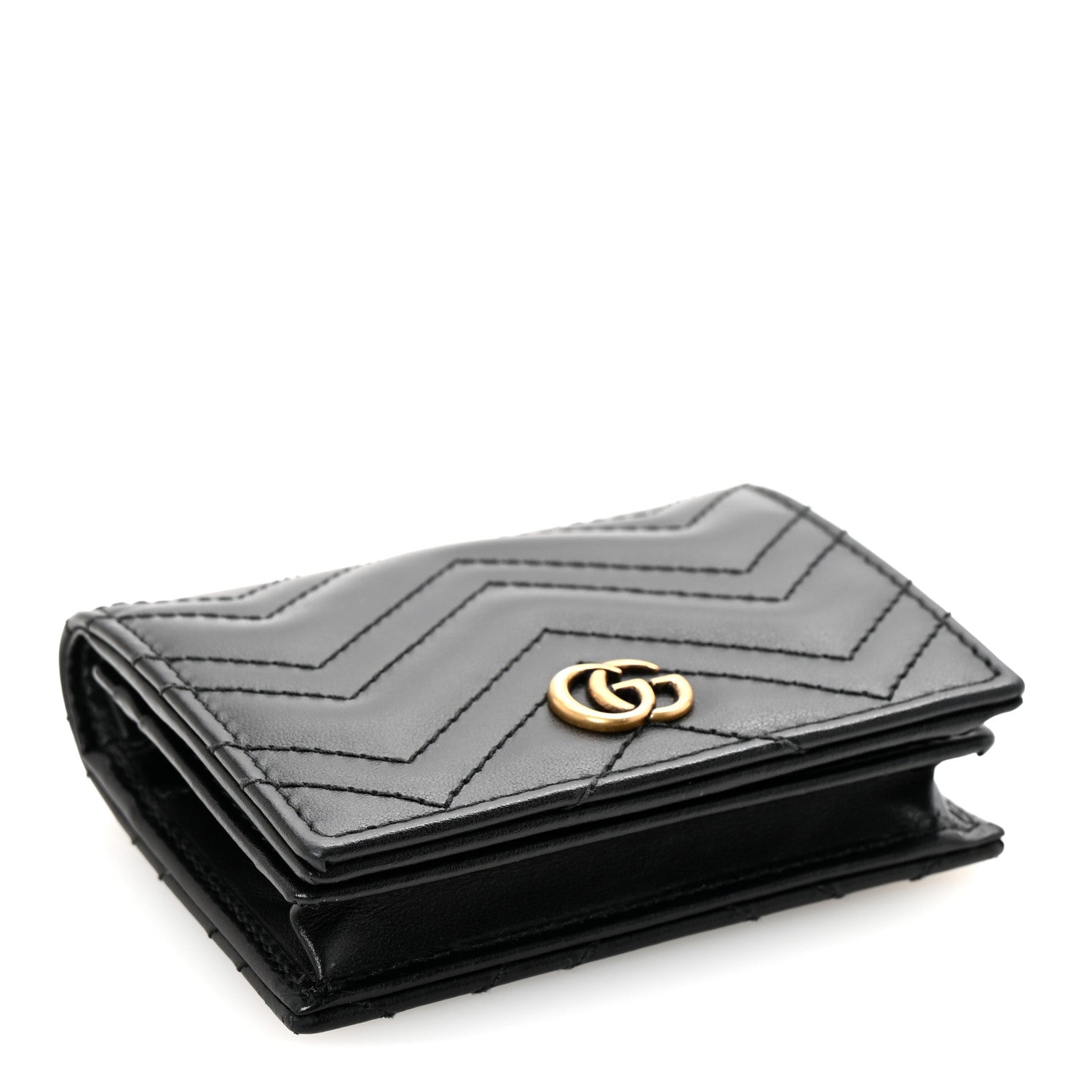 Gucci Calfskin Matelasse GG Marmont Card Case Wallet Black 4 of 8