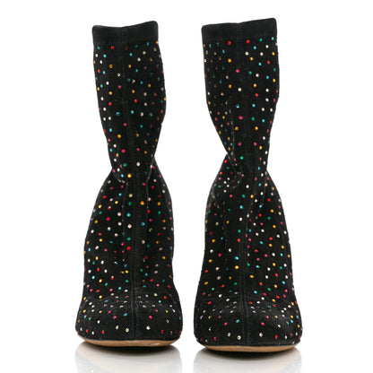 Jimmy Choo Suede Scattered Crystal Embellished Maine 100 Booties 35.5 Black Multicolor 3 of 8