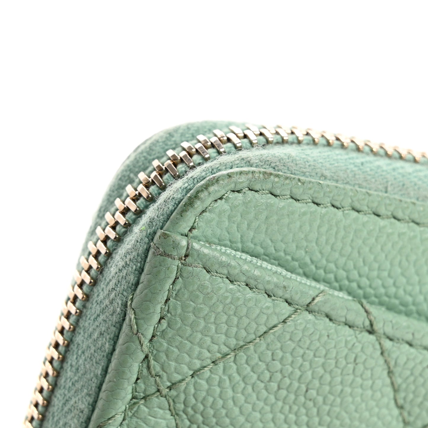 Caviar Quilted Zip Coin Purse Light Green