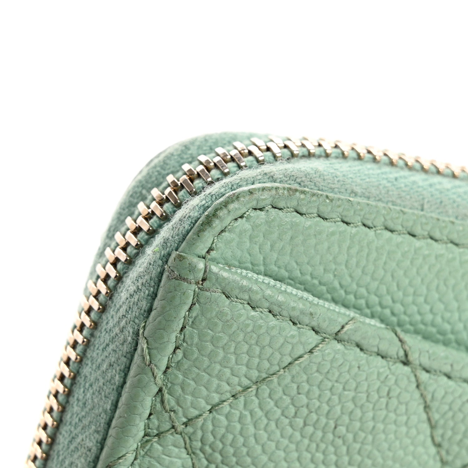 Chanel Caviar Quilted Zip Coin Purse Light Green 12 of 16