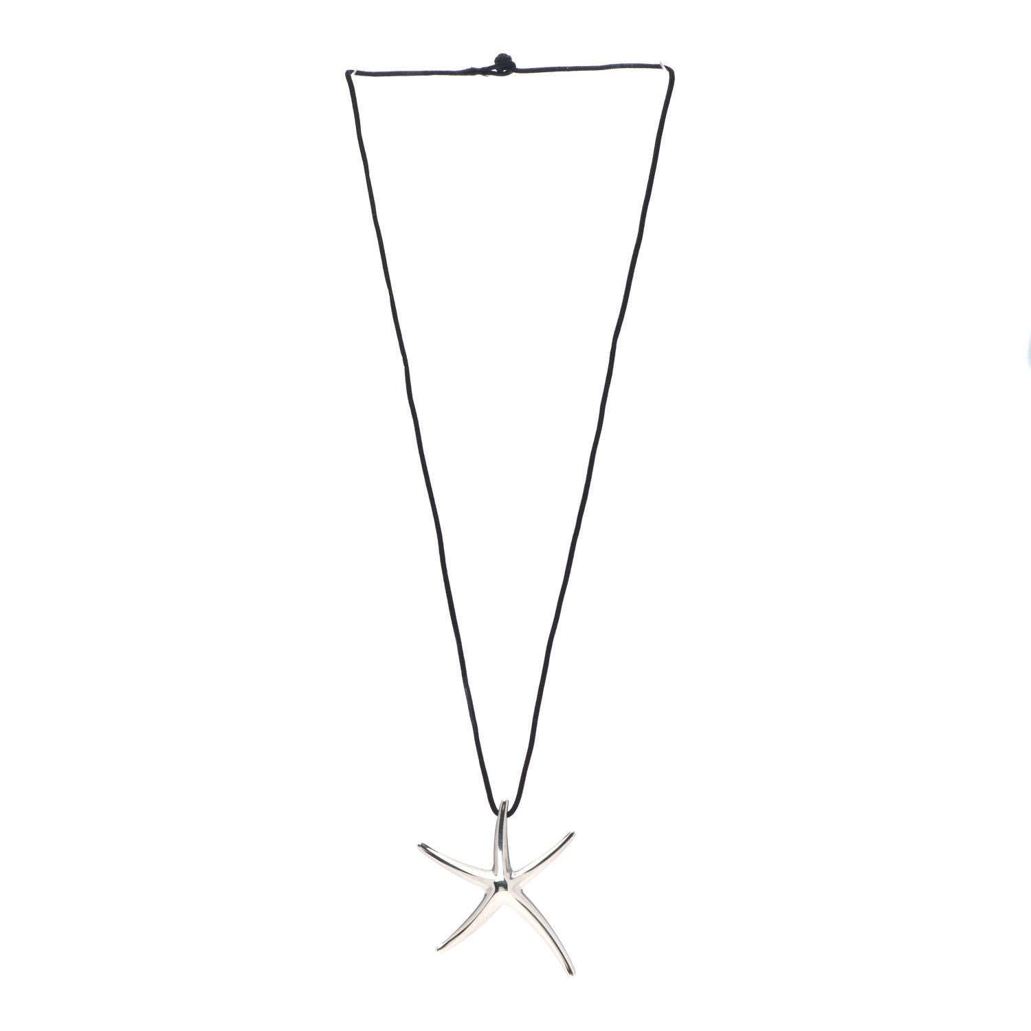 Tiffany Sterling Silver 42mm Elsa Peretti Starfish Pendant Cord Necklace 3 of 4