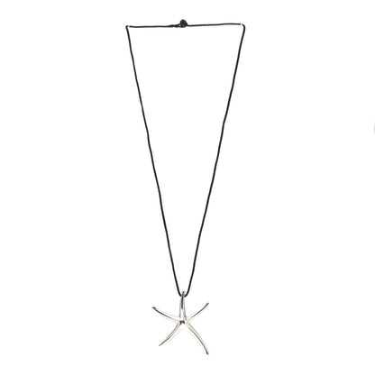 Tiffany Sterling Silver 42mm Elsa Peretti Starfish Pendant Cord Necklace 3 of 4