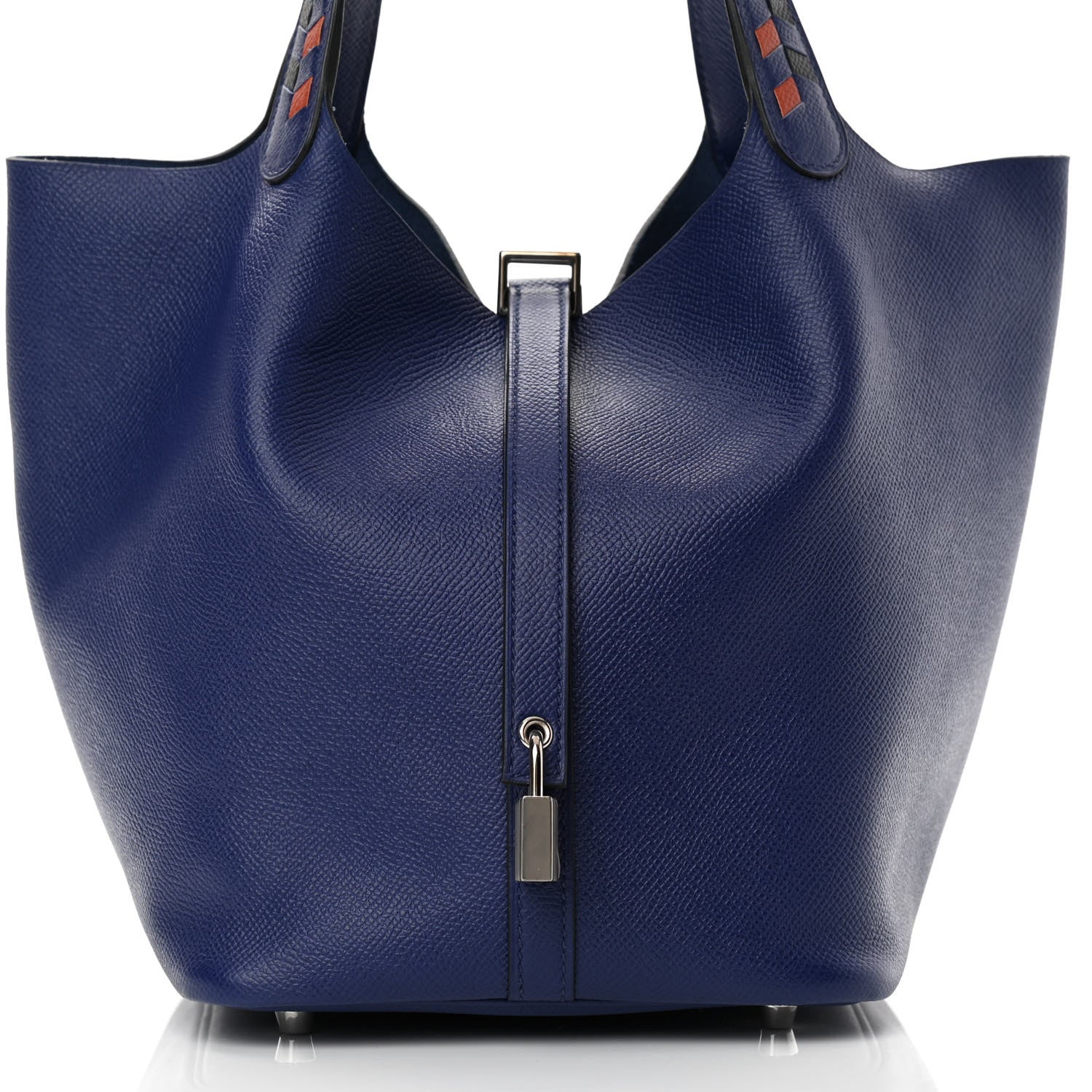 Hermes Epsom Tressage De Cuir Picotin Lock 22 MM Bleu Encre Brique Black 8 of 12