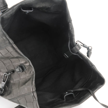 3.1 Phillip Lim 3.1 Calfskin Crocodile Embossed Wednesday Trapezoid Tote Black 5 of 7