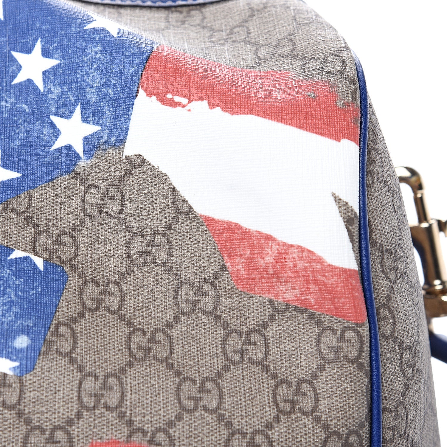 Gucci GG Plus Monogram Large Boston USA Flag Unicef Duffle Blue 12 of 12