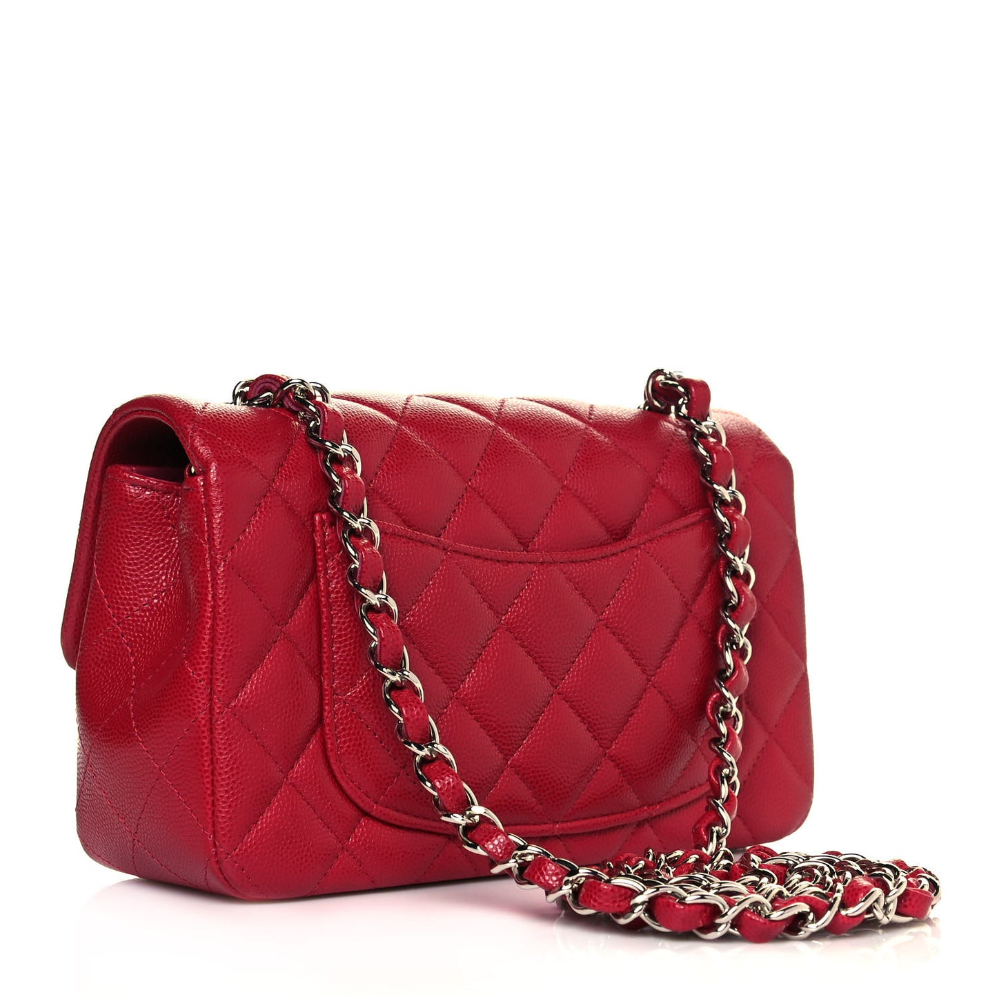 Caviar Quilted Mini Rectangular Flap Dark Pink